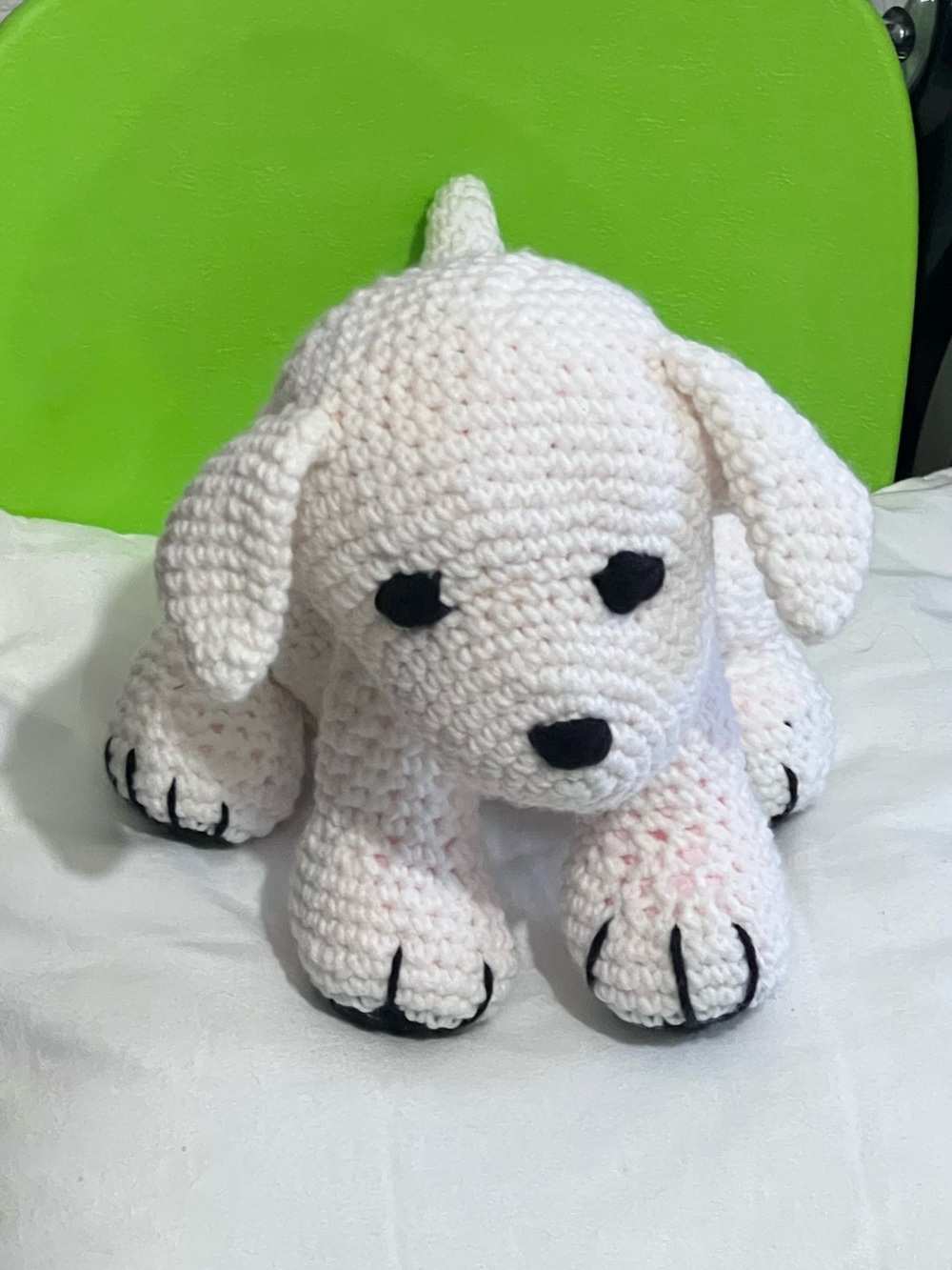 Handmade White Crochet Dog Plush